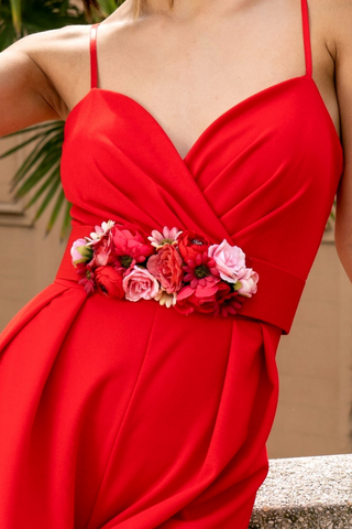 Red floral belt 